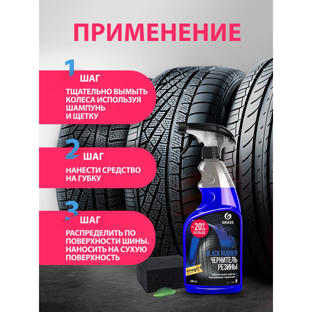 Полироль-чернитель шин Grass Black rubber 600 мл 110384