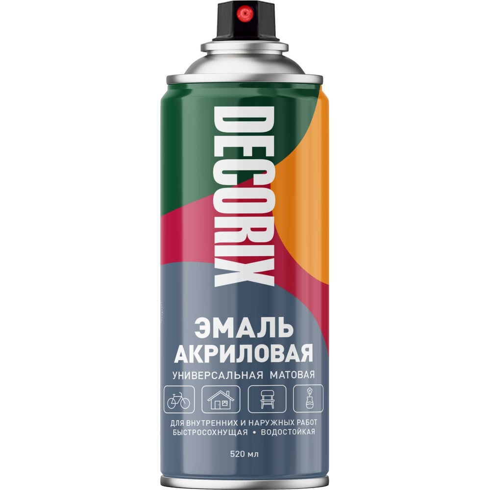 Аэрозольная универсальная эмаль Decorix (акриловая; черный; матовый; 520 мл) 0101-02 DX