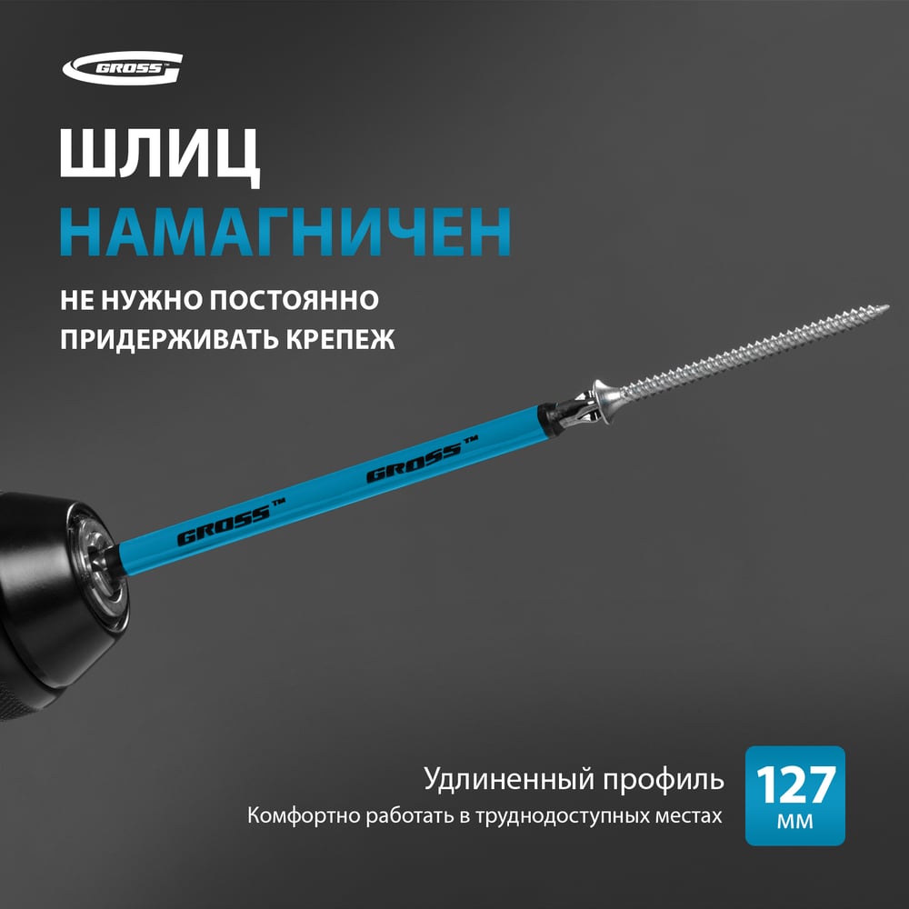 Набор бит (PH2 х127 мм, сталь S2) 5 шт. GROSS 11202