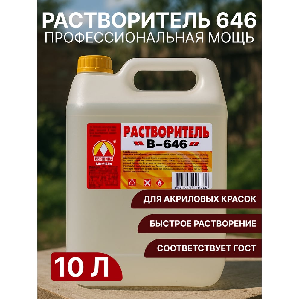 Растворитель Вершина 646 10 л 4607019160266