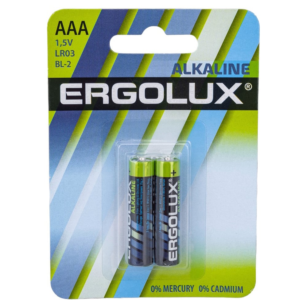 Батарейка Ergolux 1.5В LR03 Alkaline BL-2 LR03 BL-2 11743