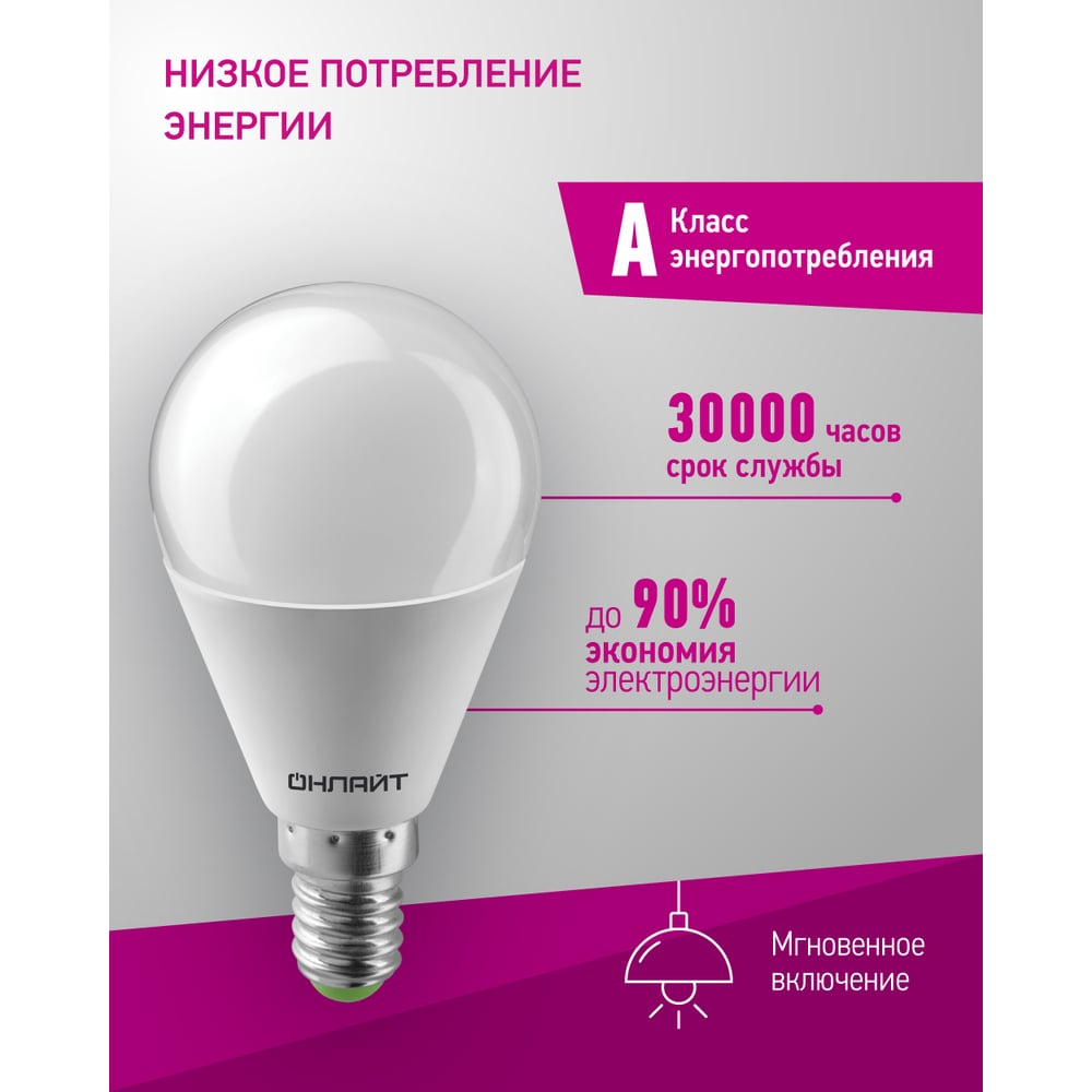 Лампа ОНЛАЙТ OLL-G45-6-230-4K-E14 71644