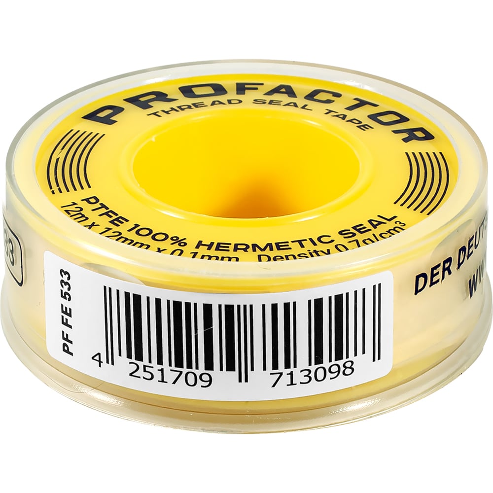 ФУМ лента PROFACTOR PF Professional желтая Ф55мм 12мм х 0,1мм х 12м PF FE 533