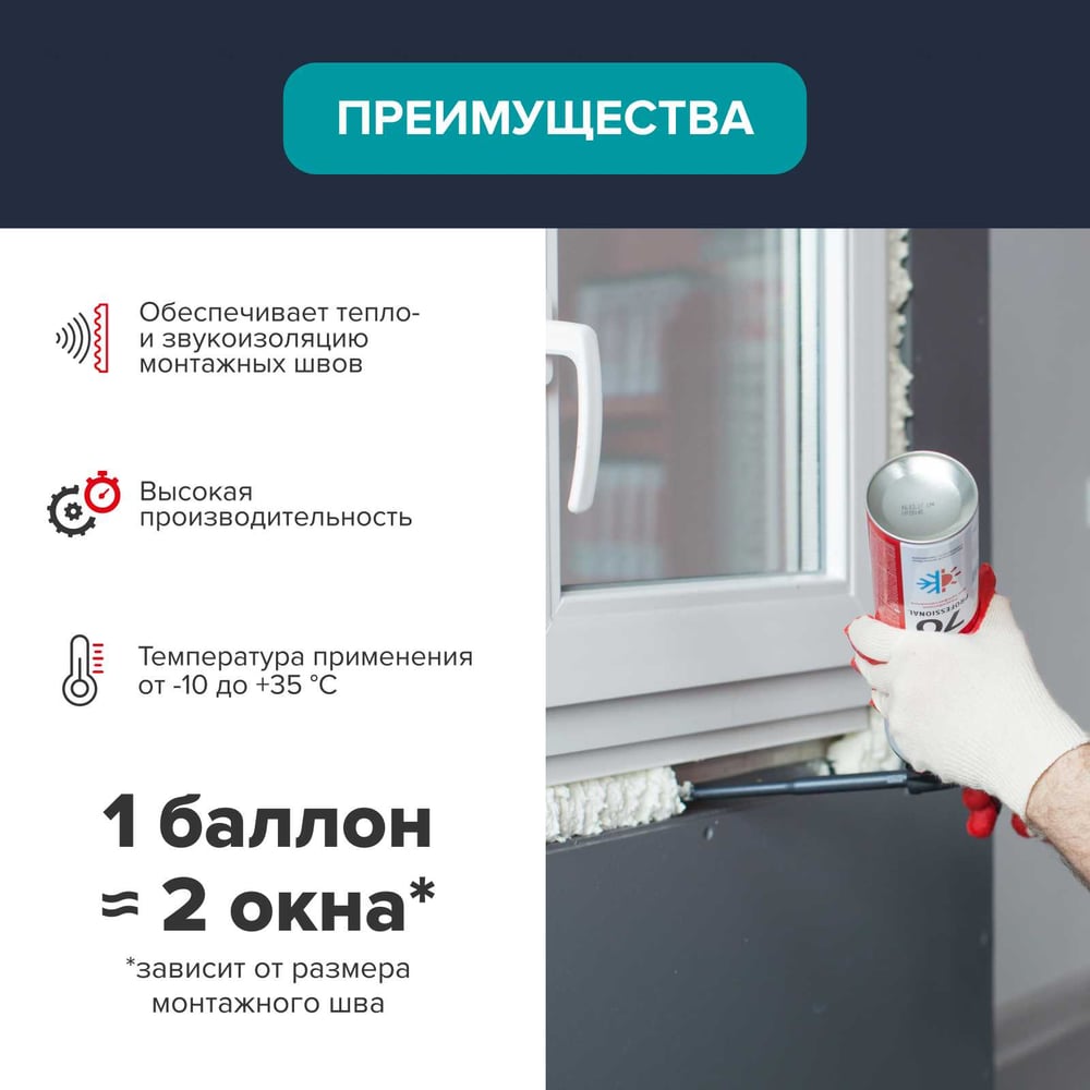 Монтажная пена Технониколь 70 PROFESSIONAL всесезонная Объем 1000 мл TN528369