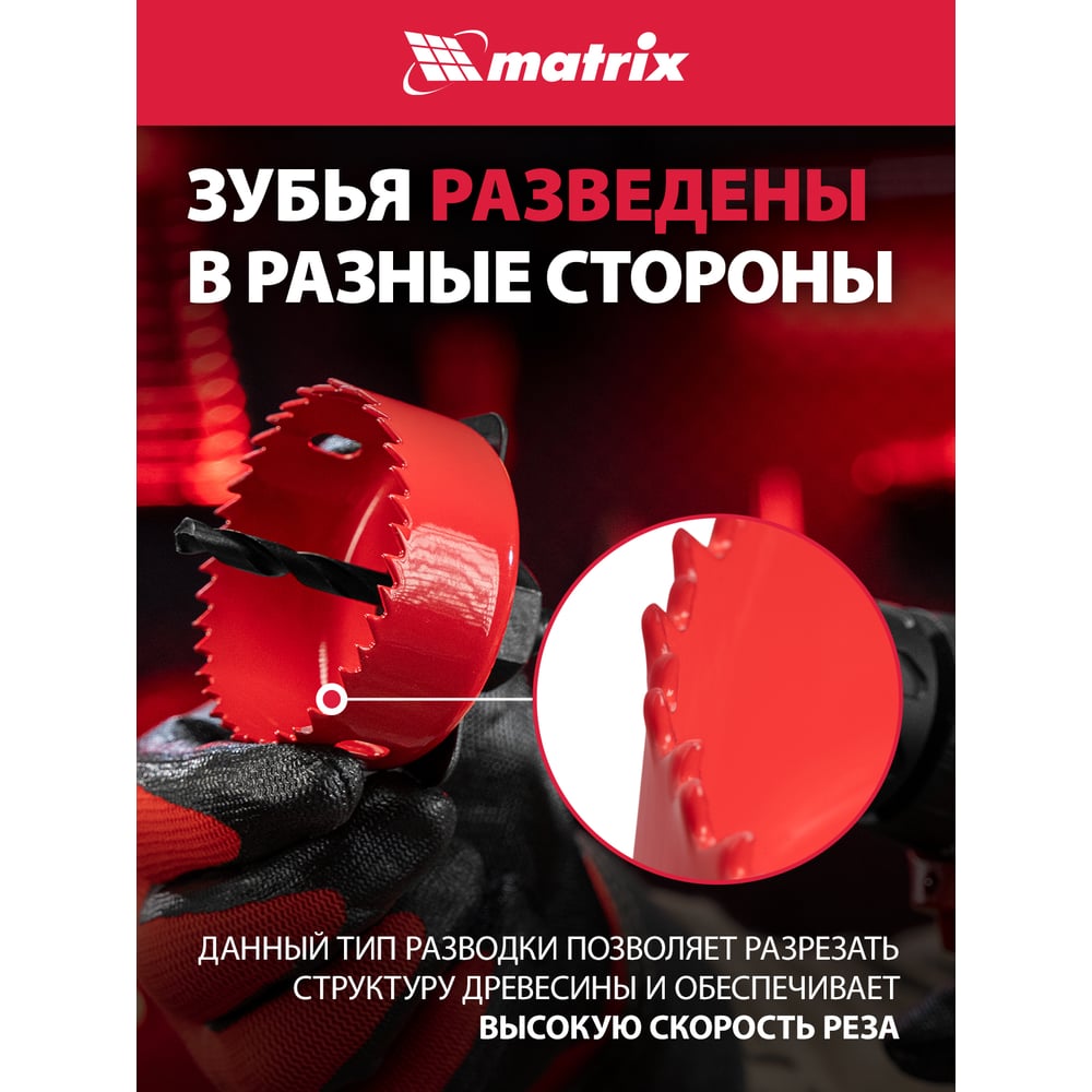 Набор кольцевых пил по дереву (64-127 мм; 5 шт.) MATRIX 704715