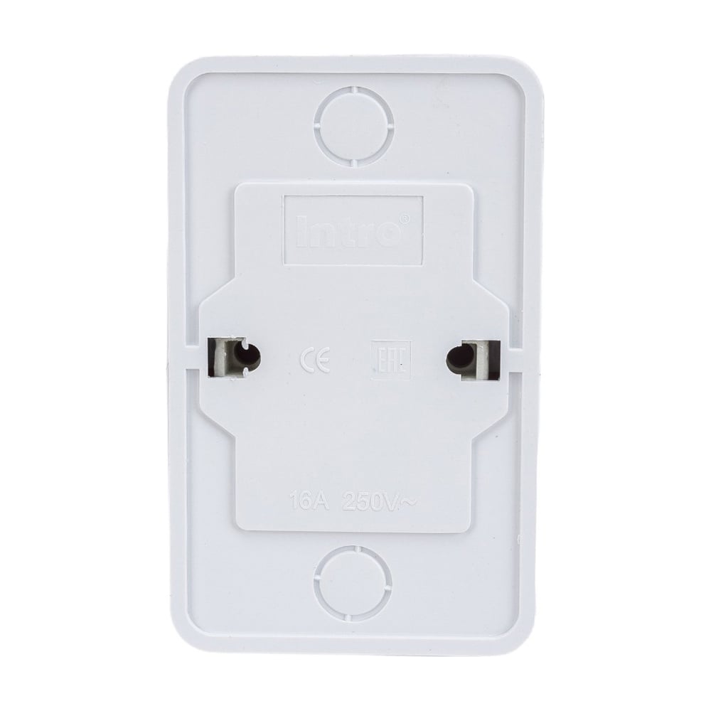Розетка Intro Quadro двойная без заземления 2x2P, 16А-250В, IP20, открытая установка, Quadro, белый, Б0053792