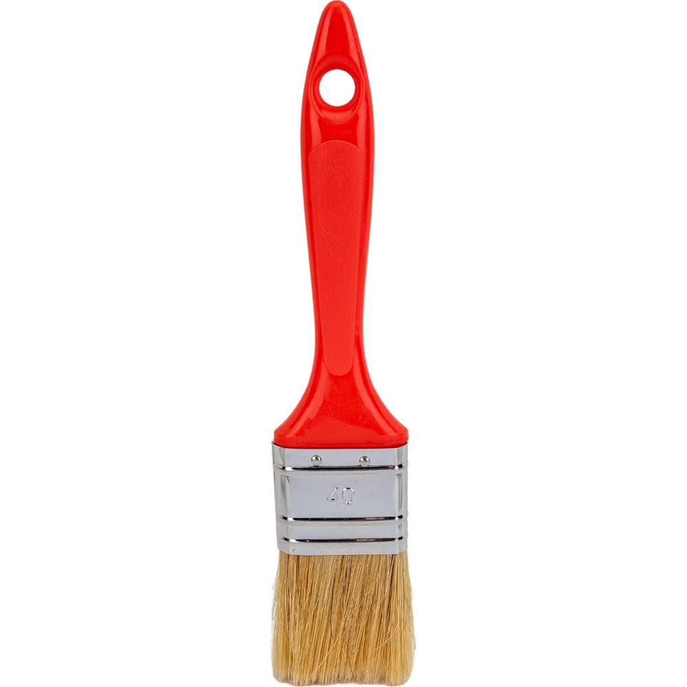 Флейцевая кисть, толщина 12мм, 70% ПБT / 30% светлая натуральная щетина, нержавеющий обжим, пластиковая ручка, ширина 40мм МASTER COLOR 30-0122