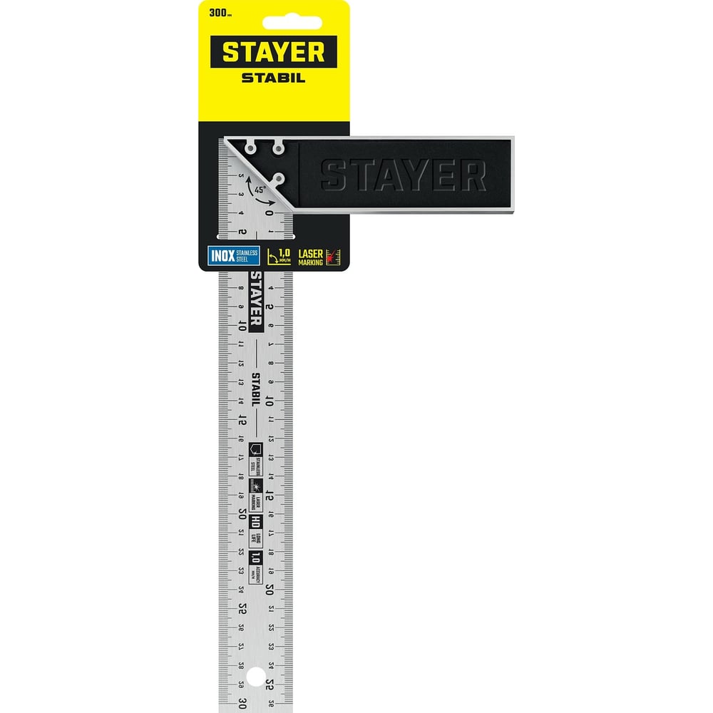 Столярный угольник STAYER Stabil 300 мм с нержавеющим полотном 3431-30_z02