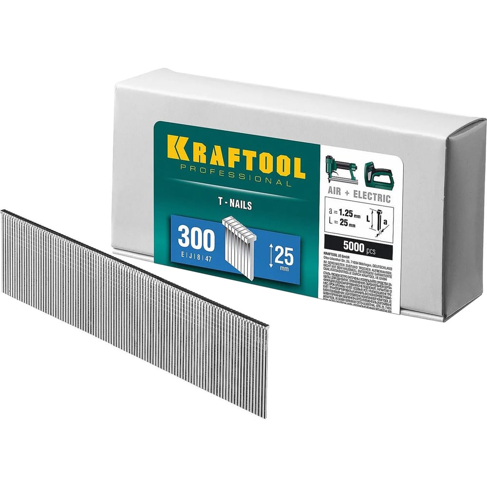 Гвозди для нейлера KRAFTOOL тип 18GA (47/300/F) 25 мм, 5000 шт, 31785-25