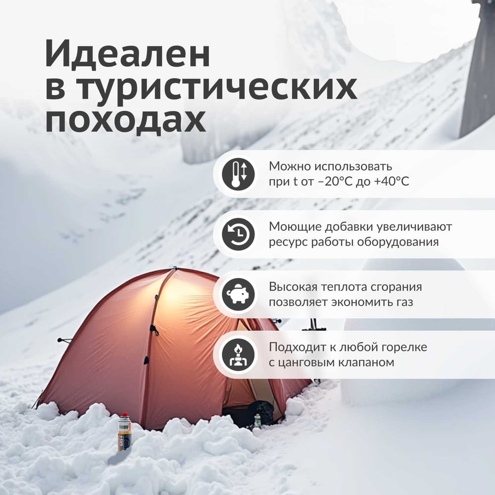 Газ универсальный для портативных газовых приборов KUDO 0.22 кг KU-H403