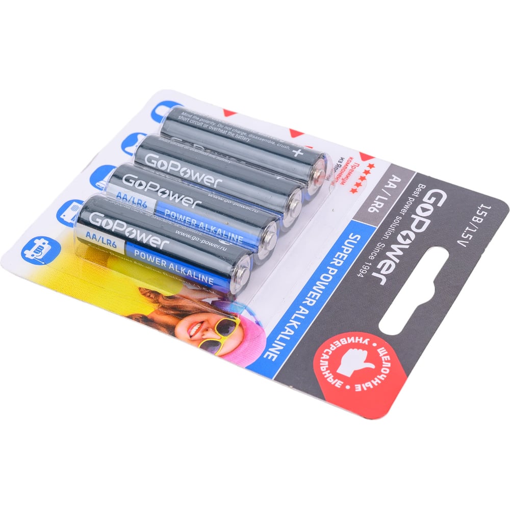 Батарейка GoPower LR6 AA BL4 Alkaline 1.5V 00-00015601