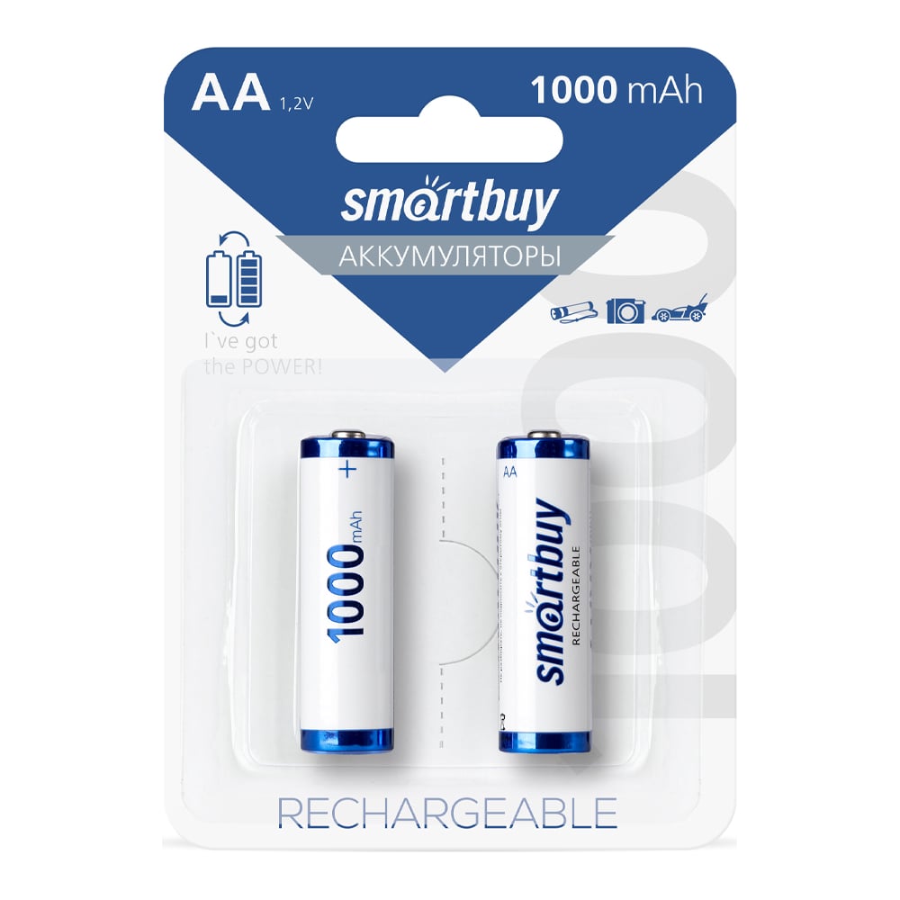 Аккумулятор Smartbuy nimh aa/2bl 1000 mah (24/240) упаковка 2 шт. SBBR-2A02BL1000