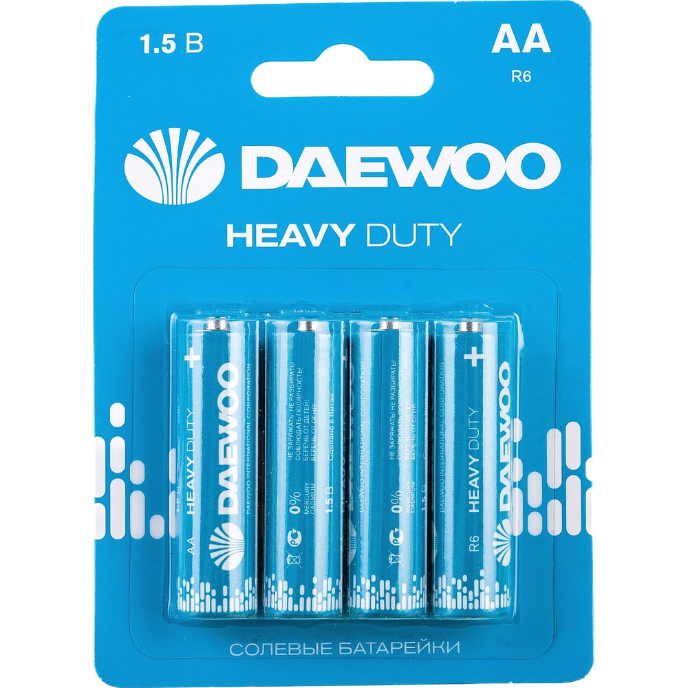 Батарейка Солевой элемент питания DAEWOO AA/R6 1.5В Heavy Duty BL-4 (уп.4шт) 5029309
