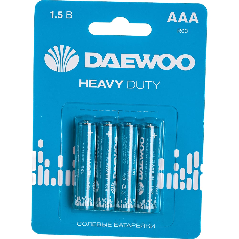 Батарейка Солевой элемент питания DAEWOO AAA/R03 1.5В Heavy Duty BL-4 (уп.4шт) 5029361