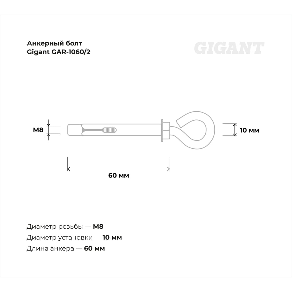 Анкерный болт с кольцом Gigant 10x60 2 шт GAR-1060/2