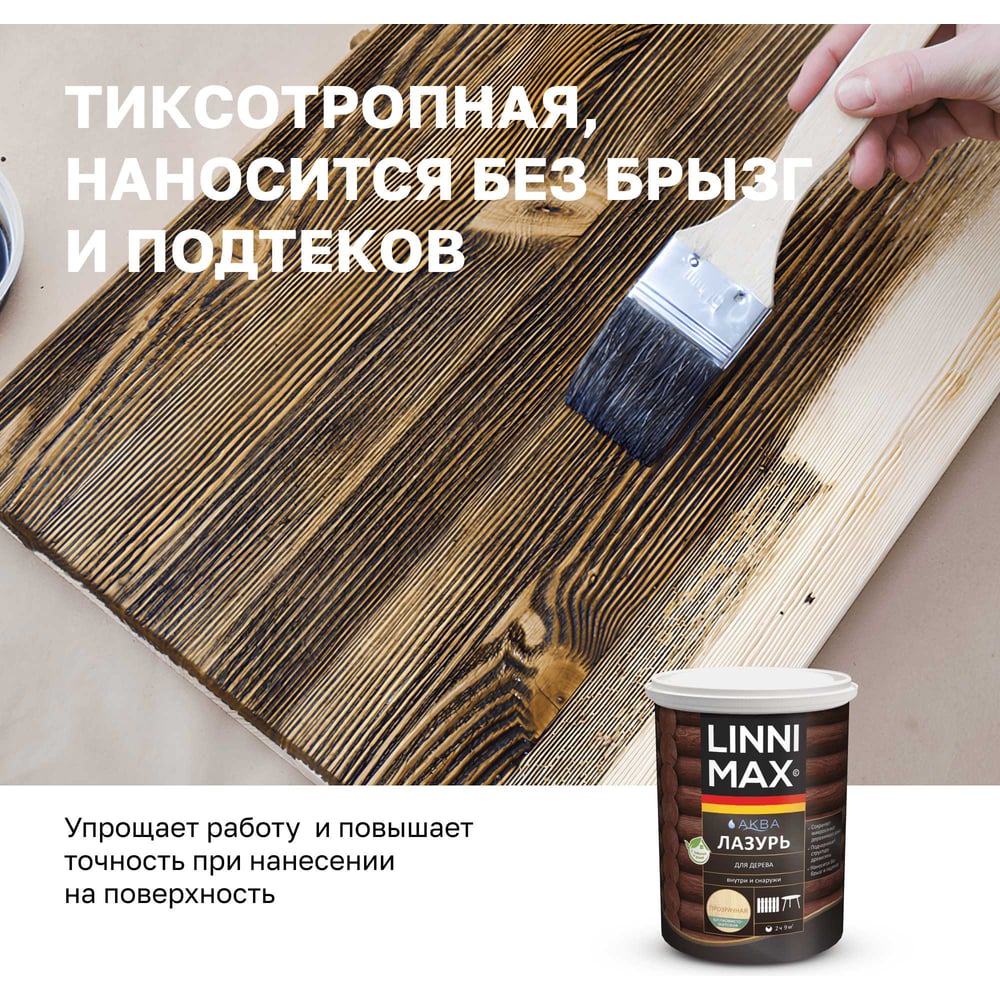 Аква Лазурь для дерева LINNIMAX прозрачная 0,9 л 948105361