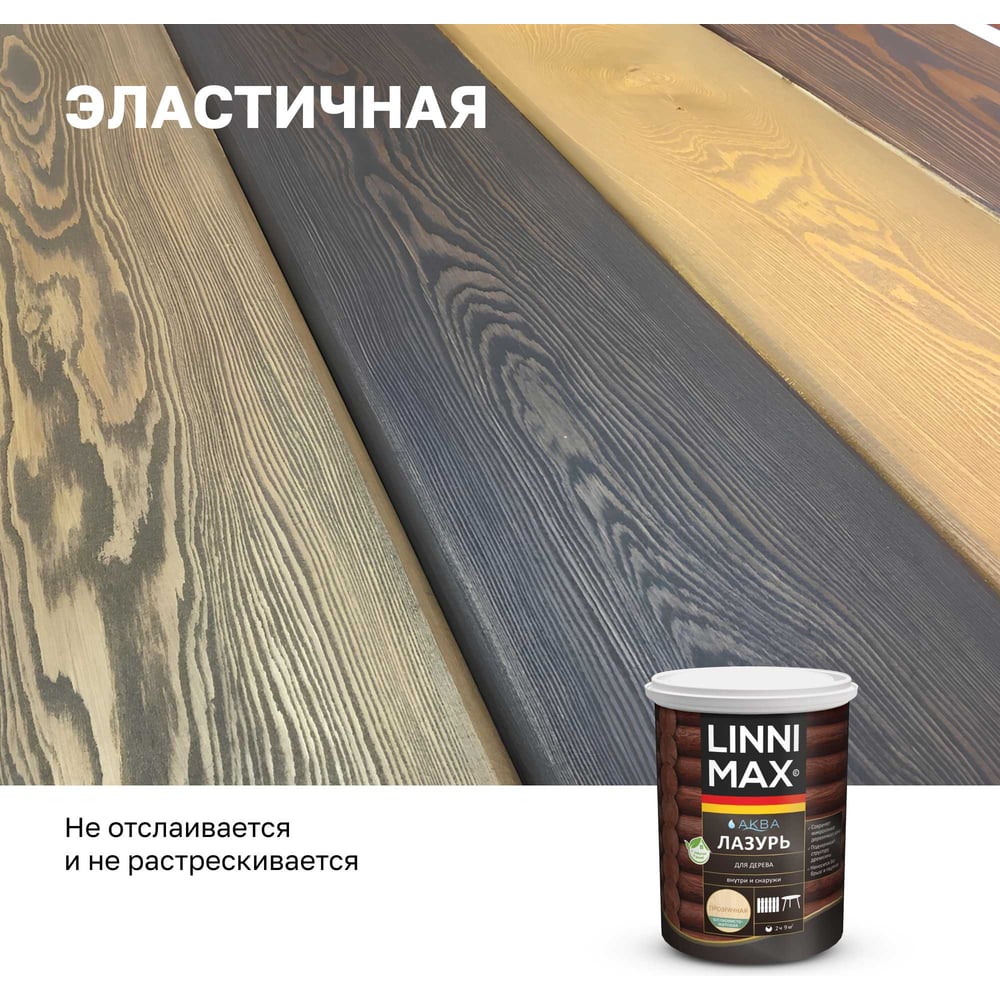 Аква Лазурь для дерева LINNIMAX прозрачная 0,9 л 948105361
