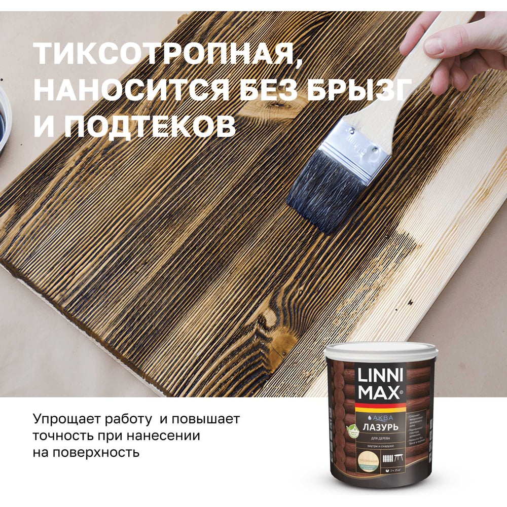 Аква Лазурь для дерева LINNIMAX прозрачная 2,5 л 948105363