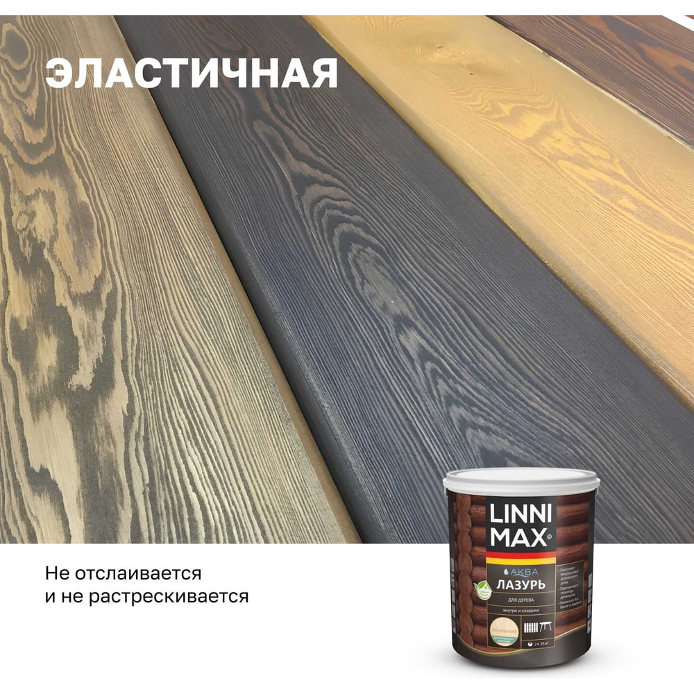 Аква Лазурь для дерева LINNIMAX прозрачная 2,5 л 948105363