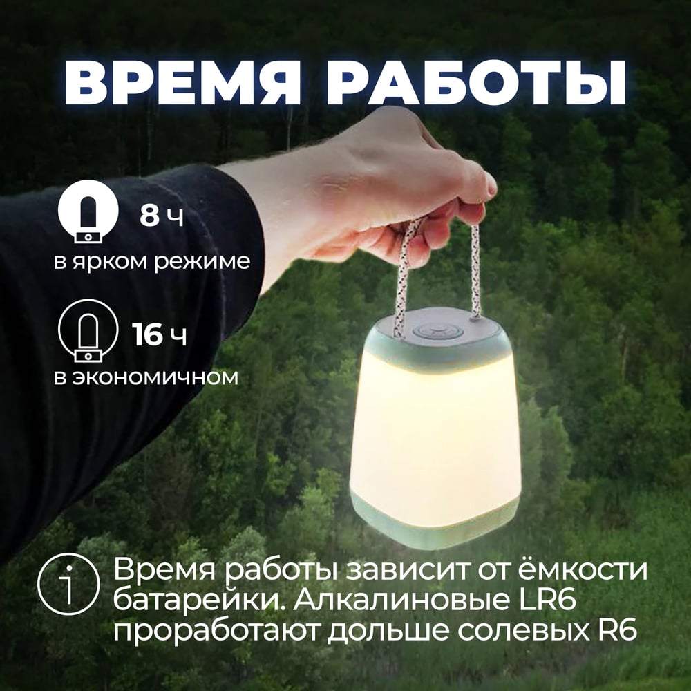 Фонарь светодиодный на батарейках кемпинг с регулир.света, 190лм, (K-2028), Космос