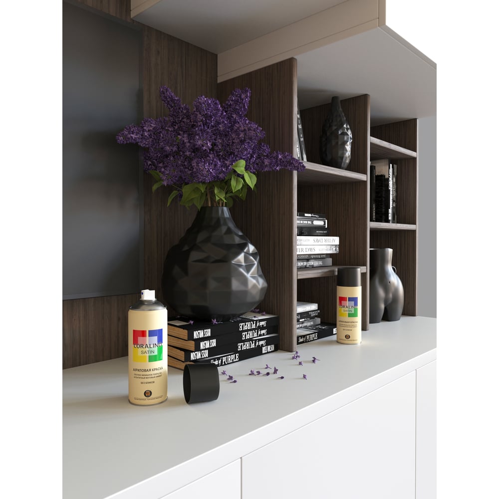 Краска аэрозольная полуматовая CORALINO SATIN RAL9005 черный CS9005