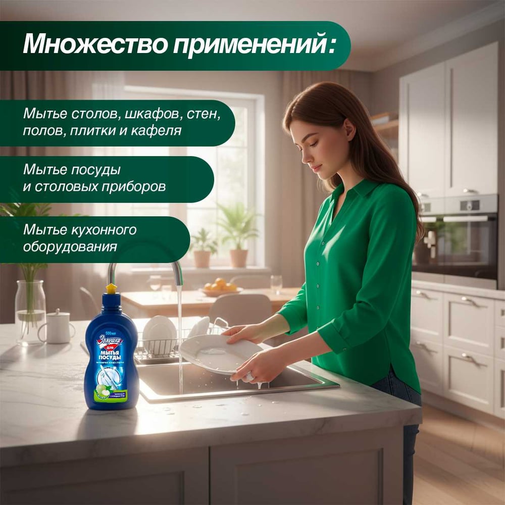 Средство для мытья посуды Золушка 500мл яблоко М-01-3