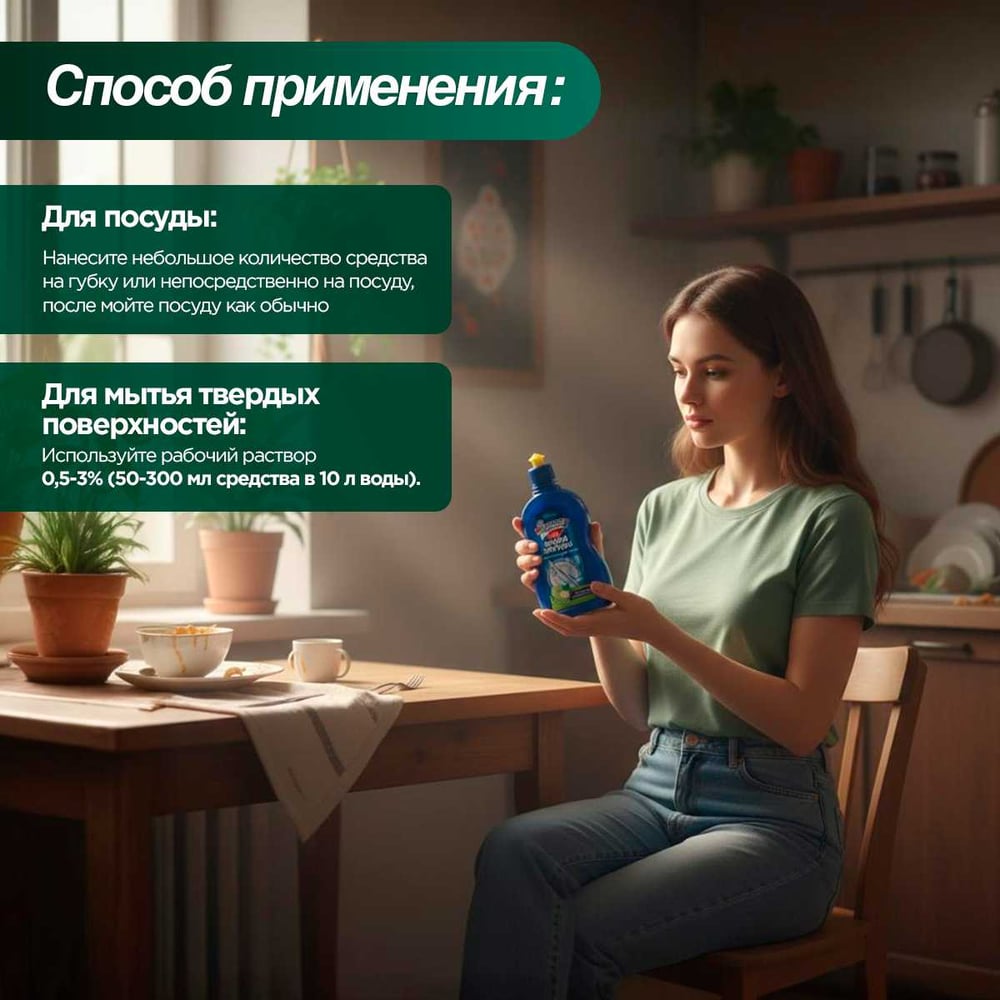 Средство для мытья посуды Золушка 500мл яблоко М-01-3