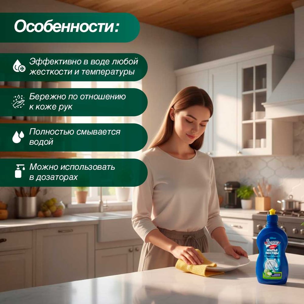 Средство для мытья посуды Золушка 500мл яблоко М-01-3