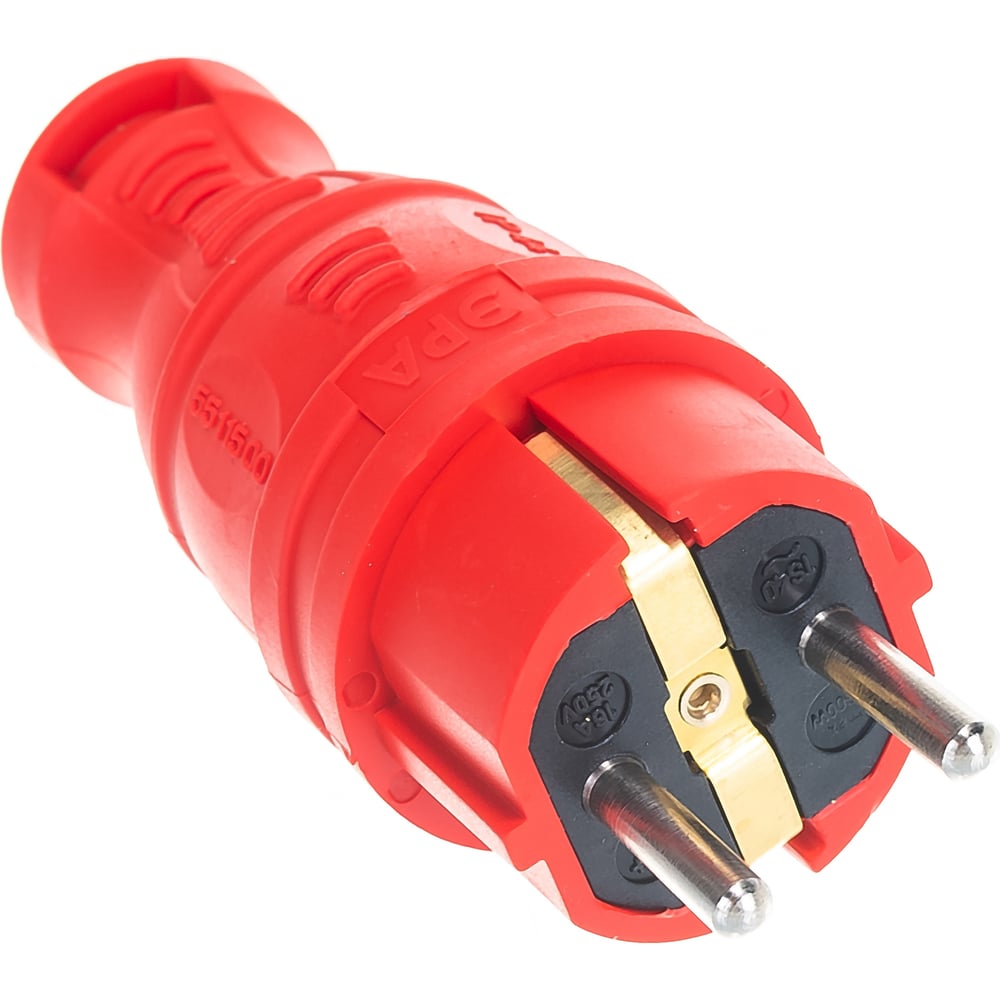 Каучуковая вилка ЭРА V8REDIP44 з/з, прямая, 16A, IP44, красная Б0044547