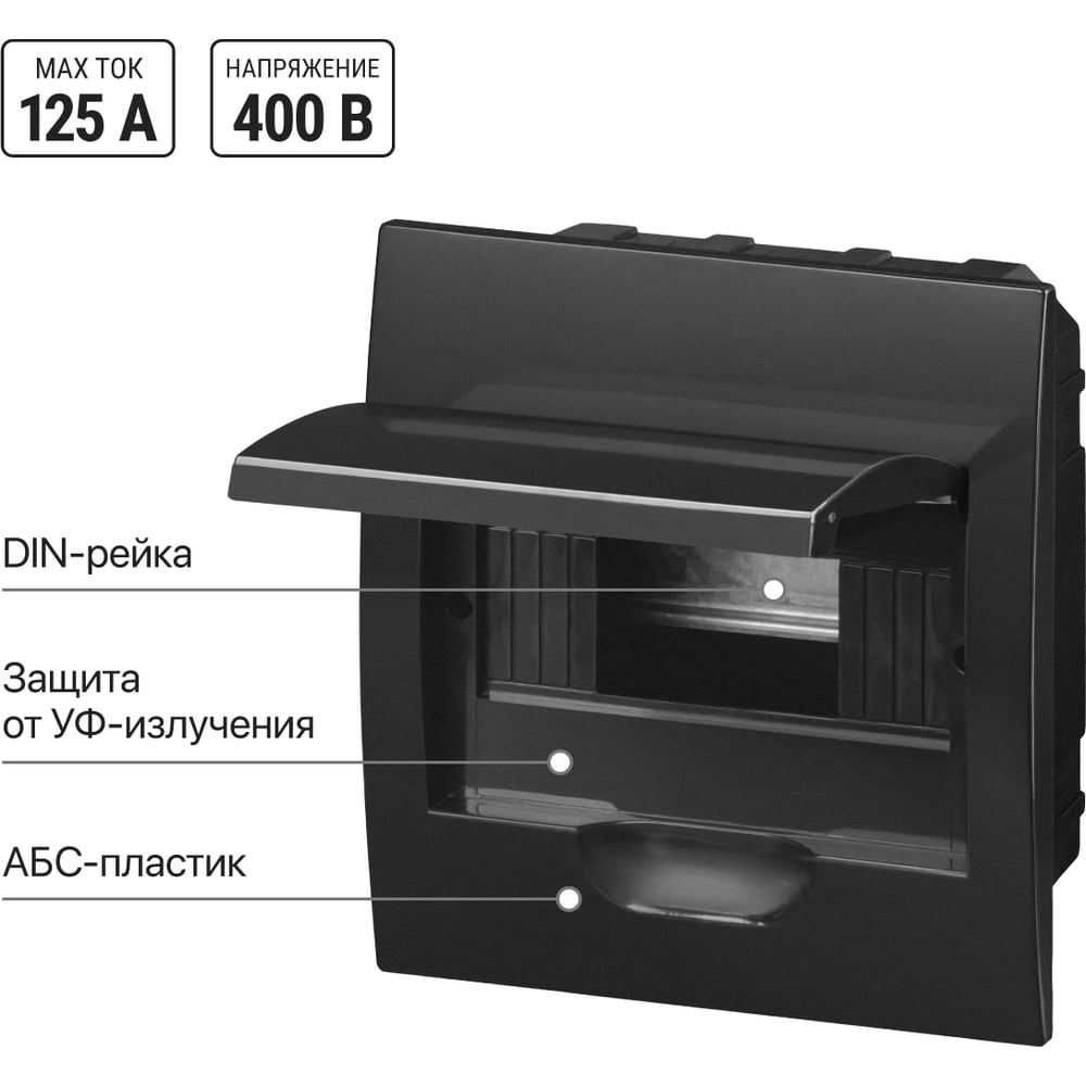 Встраиваемый бокс TDM ELECTRIC ЩРВ-П-8 модулей, пластик, IP41, Антрацит SQ0902-1002
