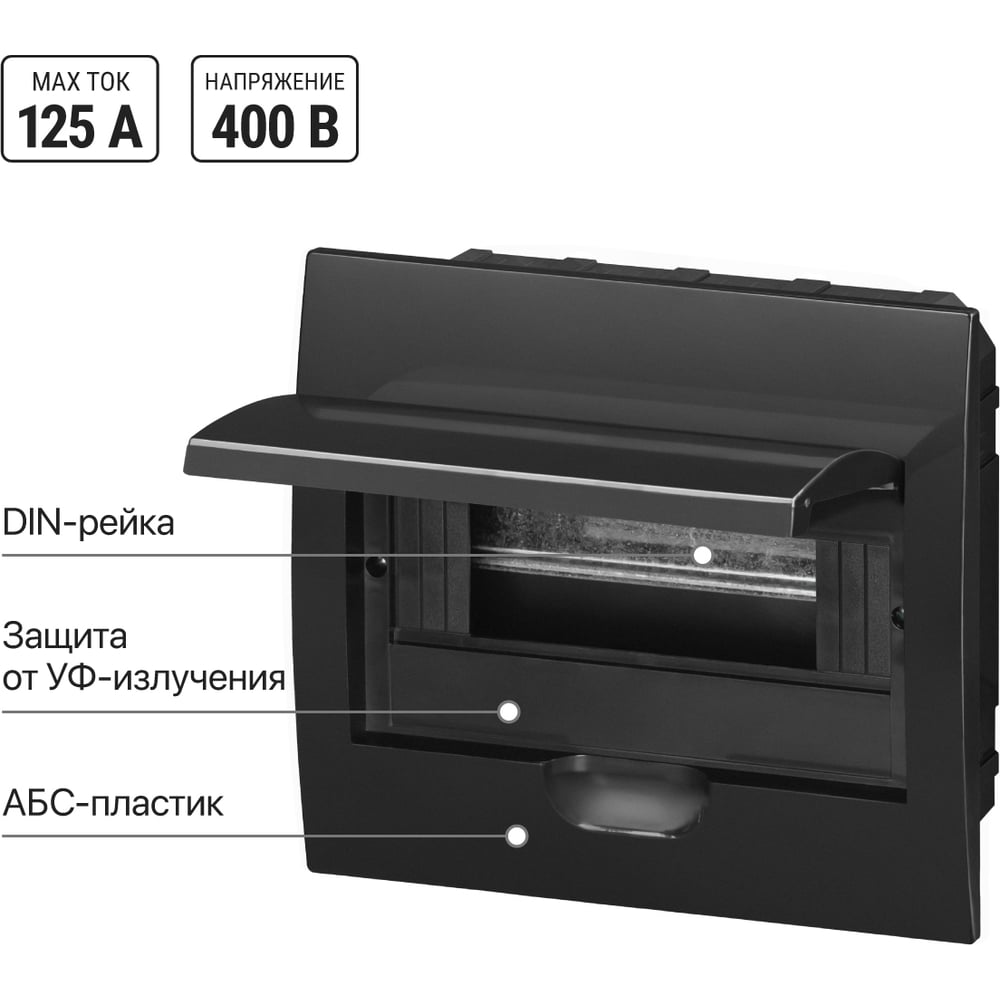 Встраиваемый бокс TDM ELECTRIC ЩРВ-П-10 модулей, пластик, IP41, Антрацит SQ0902-1003