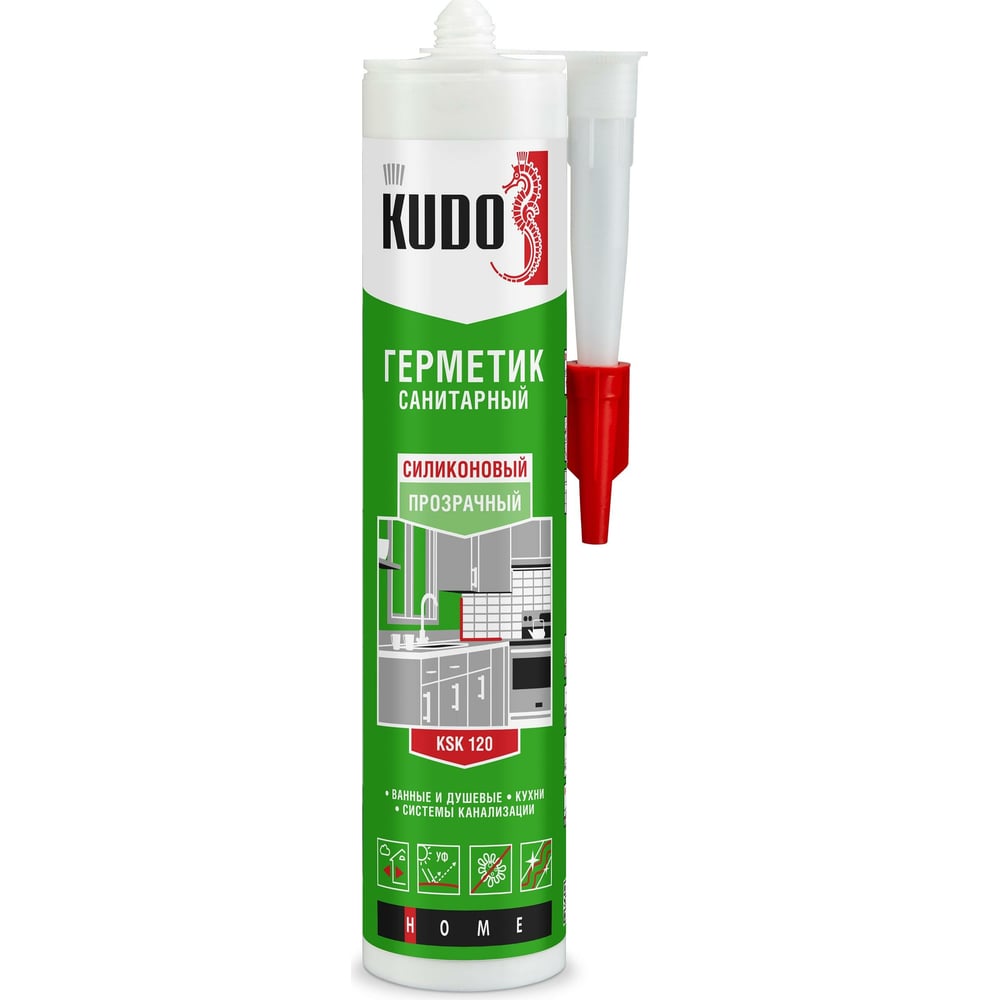 Силиконовый санитарный герметик KUDO (прозрачный 280 мл) KSK-120