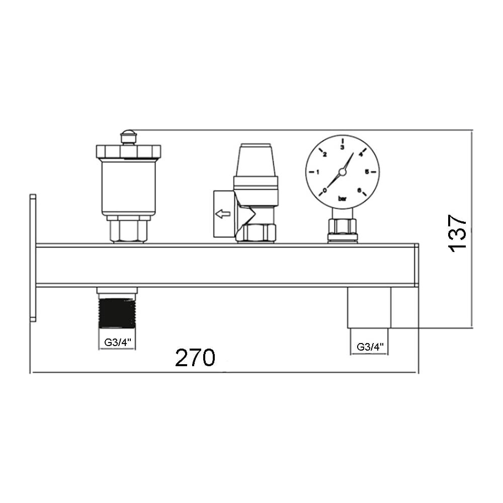Группа безопасности котла ONDO настенная 3/4 (6 бар) OGBKN001