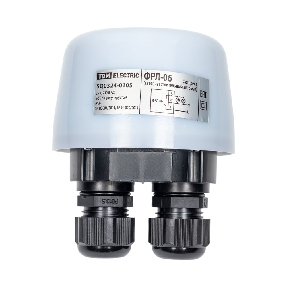 Фотореле TDM ELECTRIC ФРЛ-06 5-50лк, 25А, IP66 SQ0324-0105
