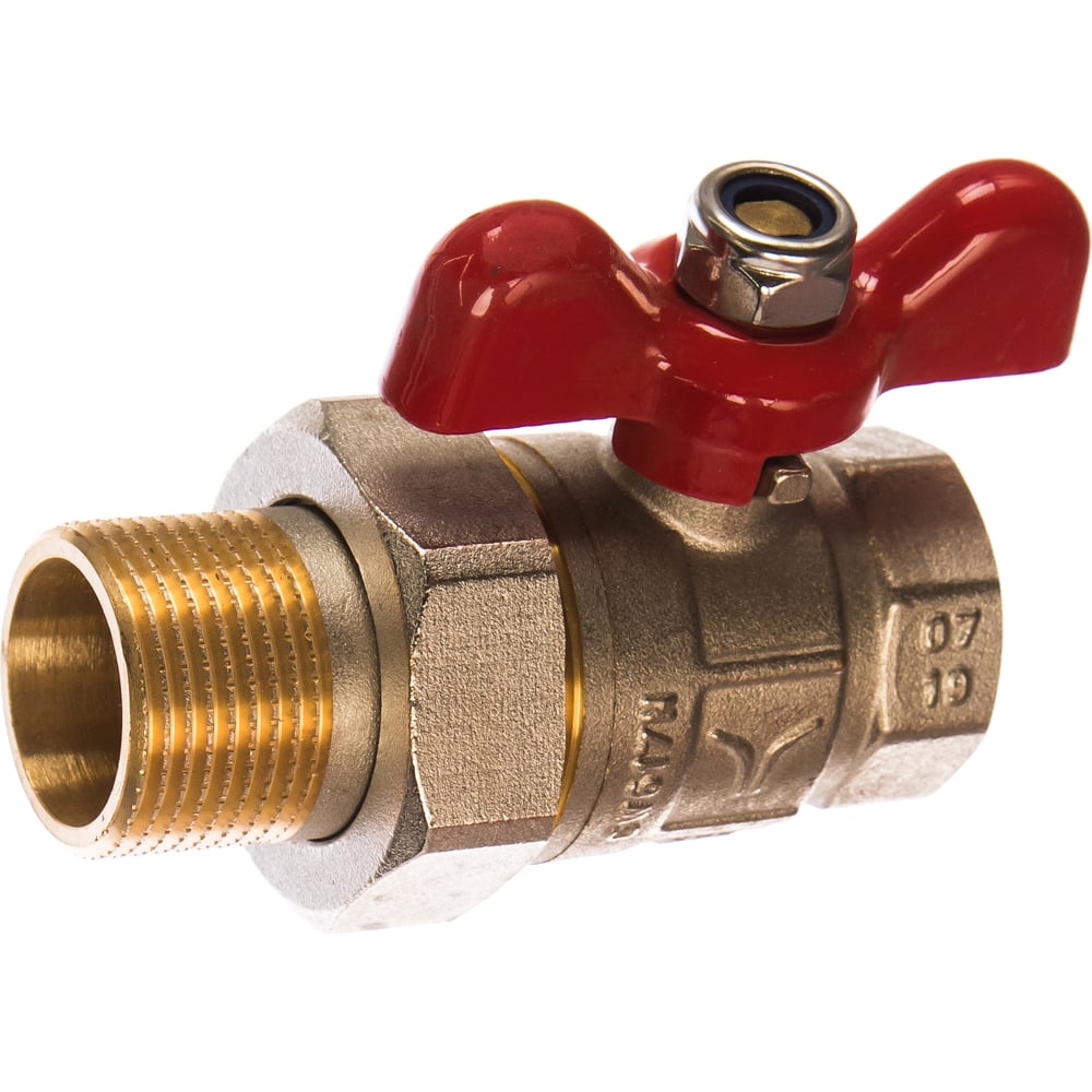 Полнопроходной шаровой кран PRO AQUA со сгоном ручка бабочка, Н-В 1 FWB65-m25-f25x