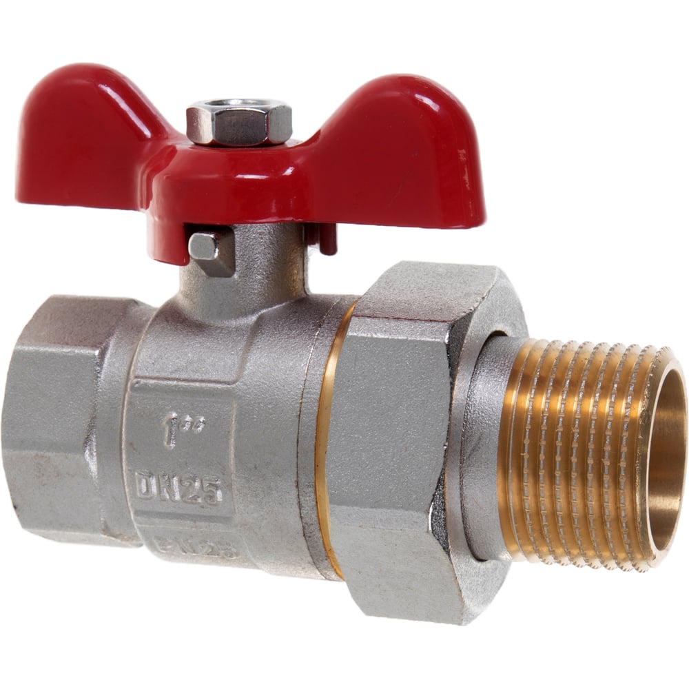 Полнопроходной шаровой кран PRO AQUA со сгоном ручка бабочка, Н-В 1 FWB65-m25-f25x