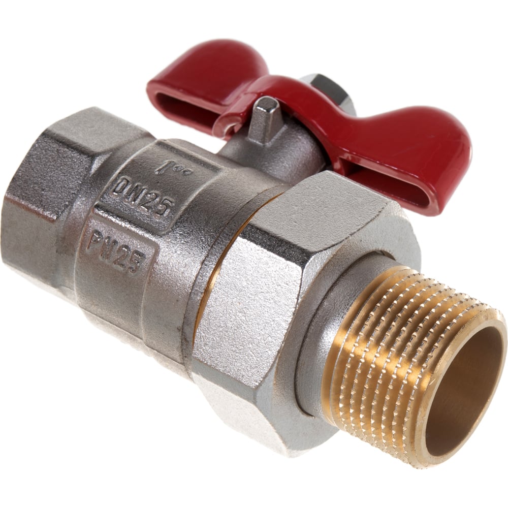 Полнопроходной шаровой кран PRO AQUA со сгоном ручка бабочка, Н-В 1 FWB65-m25-f25x