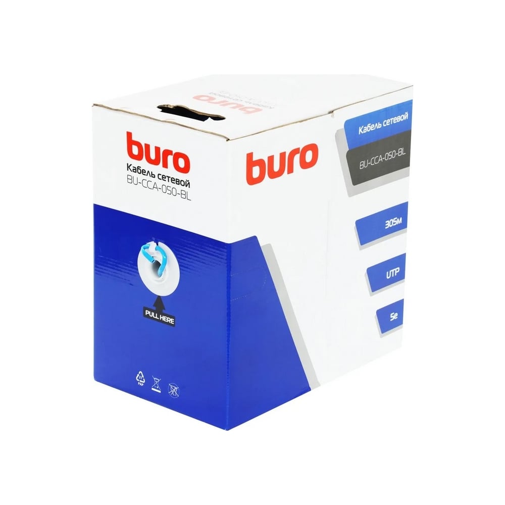 Кабель сетевой BURO BU-CCA-050-BL UTP 4 пары cat5E solid 0.50мм CCA 305м синий 1779838