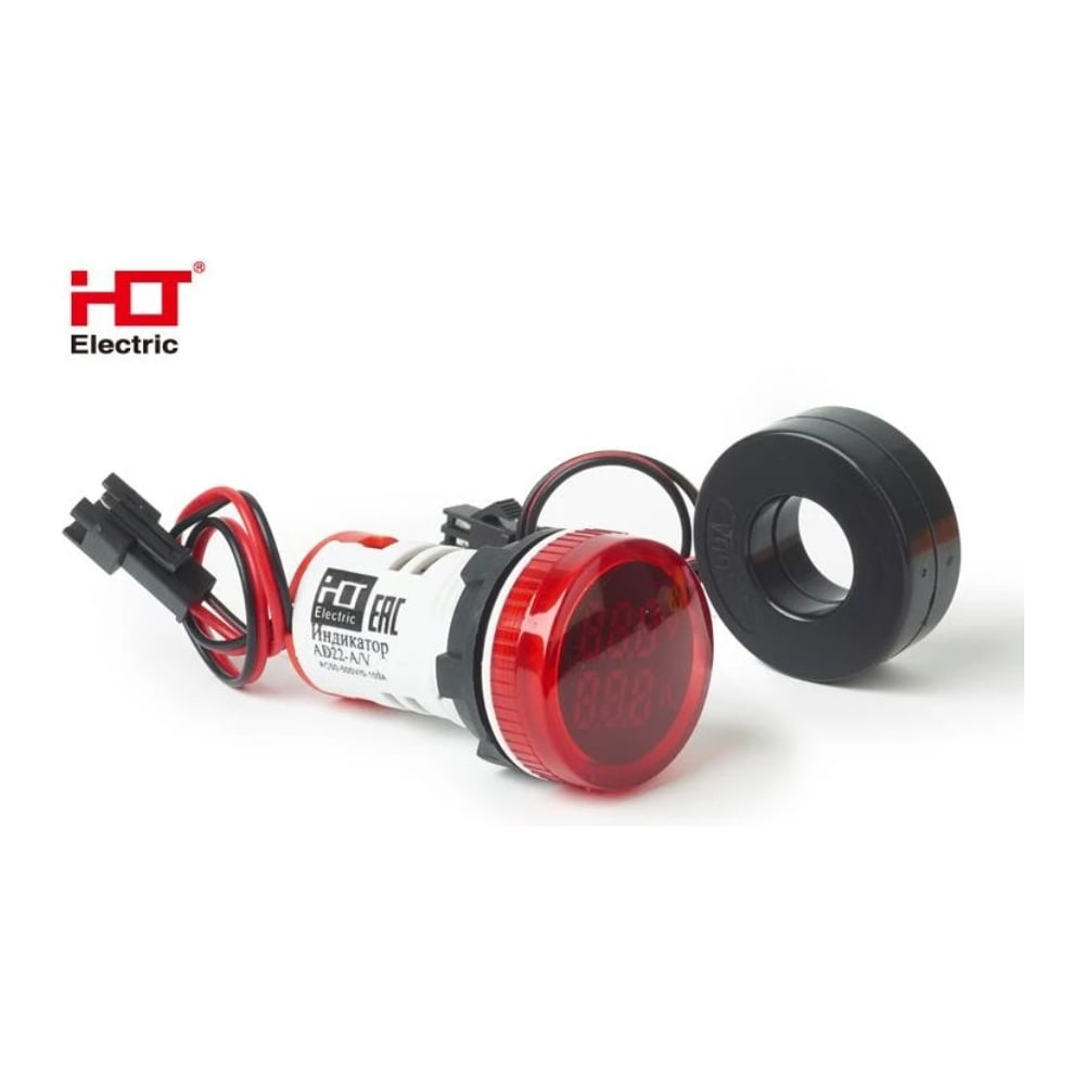 Индикатор значения тока и напряжения HLT AD-22 (LED) d22мм красный IP54 085-06-259