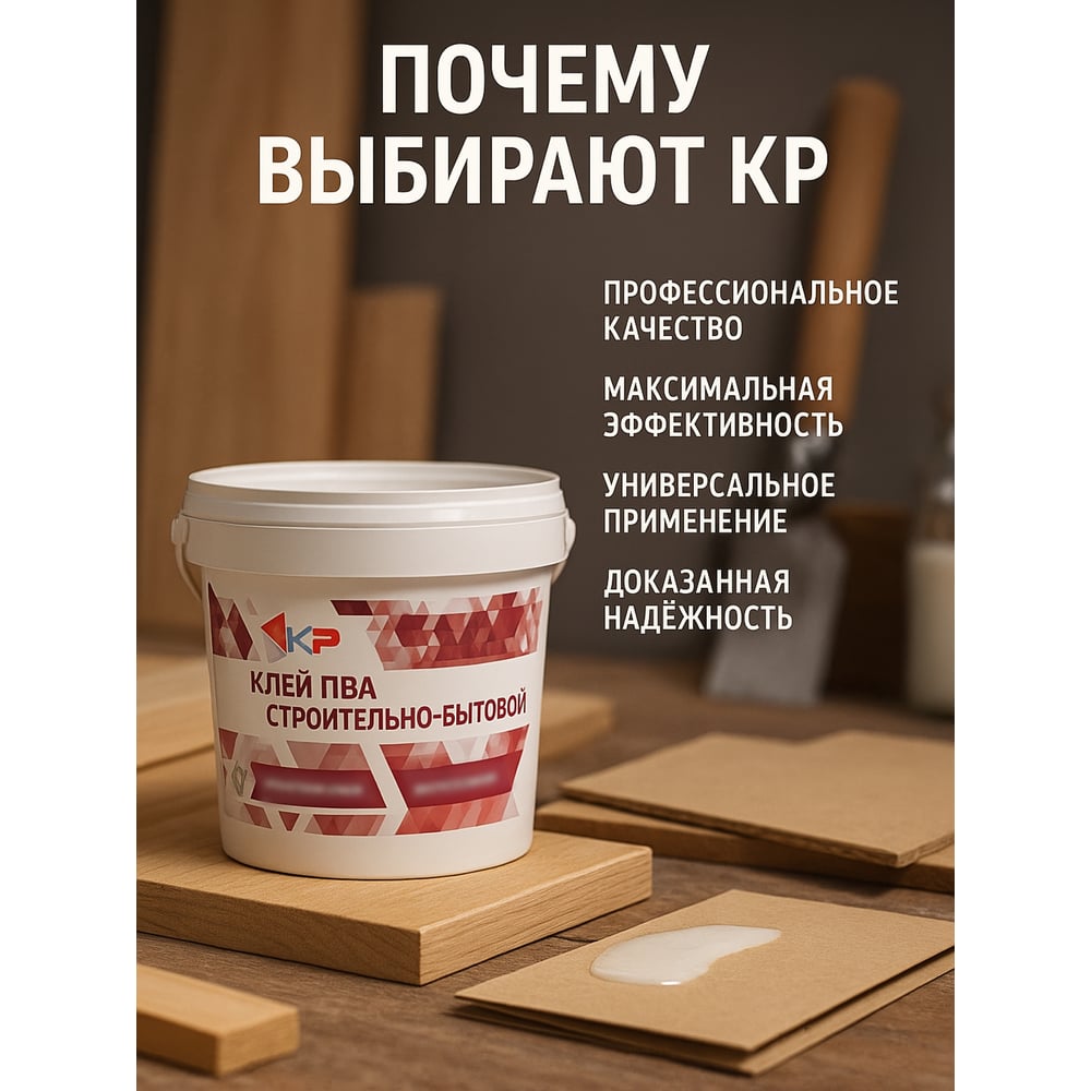 Клей ПВА строительно-бытовой КР 1 кг 4610044291058