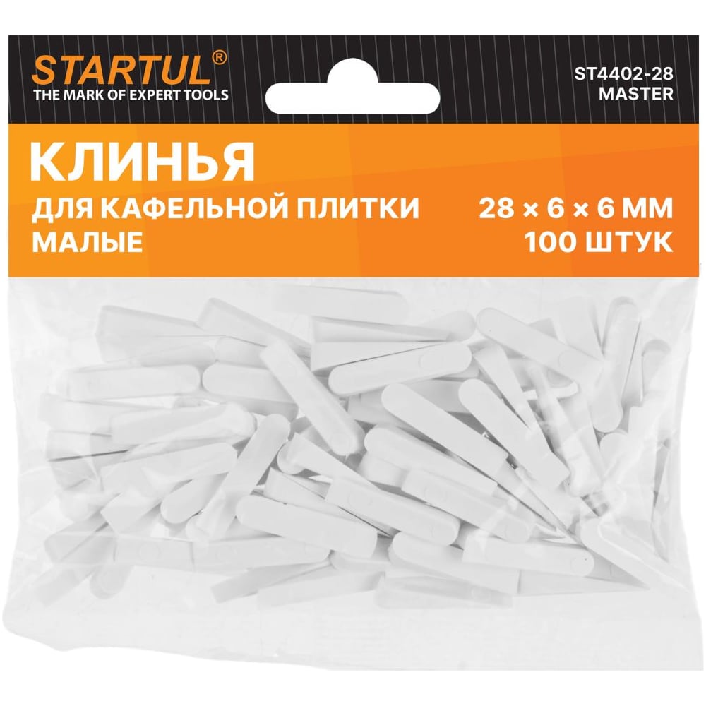 Клин для кафельной плитки малый MASTER 28x6х6 мм, 100 шт STARTUL ST4402-28