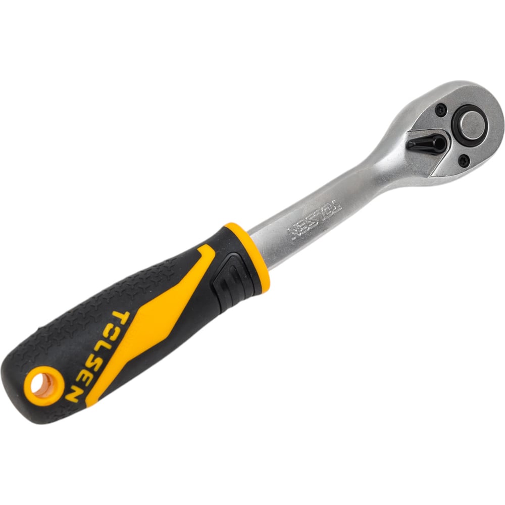 Трещотка TOLSEN GRIPro 3/8", 202 мм, 72 зубца, флажковая, с кнопкой 16119