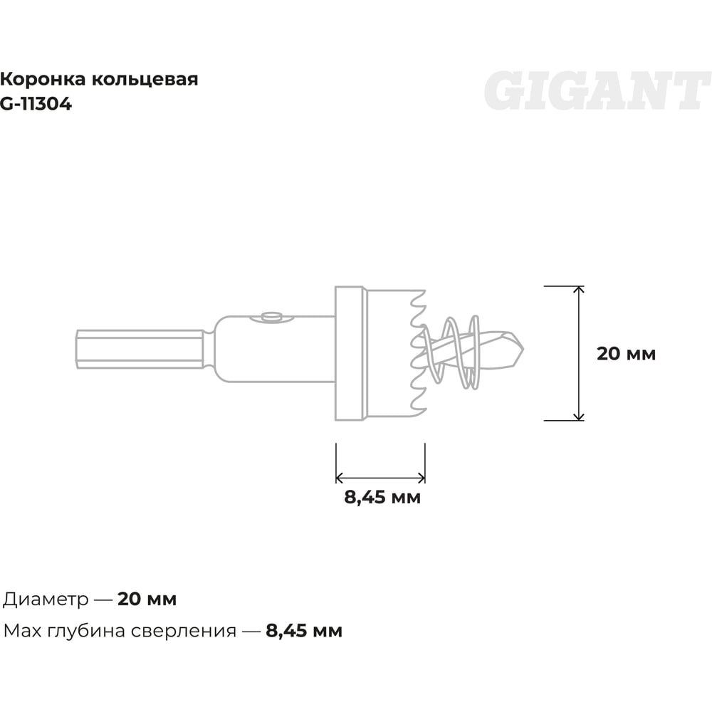 Коронка кольцевая 20 мм Gigant G-11304