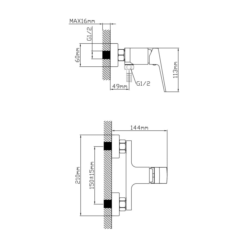 Смеситель для душа AV Engineering D35, серия NEO AVNEO5-A170-121