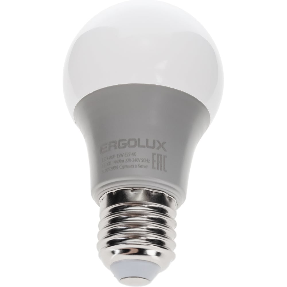 Электрическая светодиодная лампа Ergolux LED-A60-15W-E27-4K ЛОН 15Вт Е27 4500К 13638