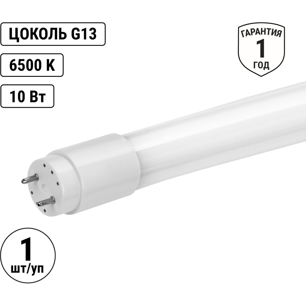 Светодиодная лампа TDM ELECTRIC НЛ-Т8-10 Вт-230 В-6500 К–G13, 600 мм, матовая, стекло, с неповоротным цоколем Народная SQ0340-1502