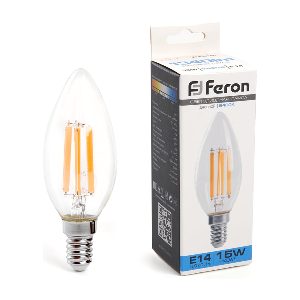 Светодиодная лампа FERON LB-717 Свеча E14 15W 6400K 38259