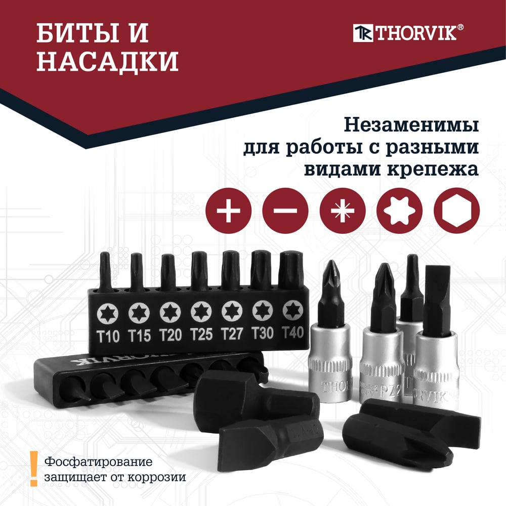 Универсальный набор инструмента THORVIK TS094 1/4, 1/2DR, 94 предмета 054009