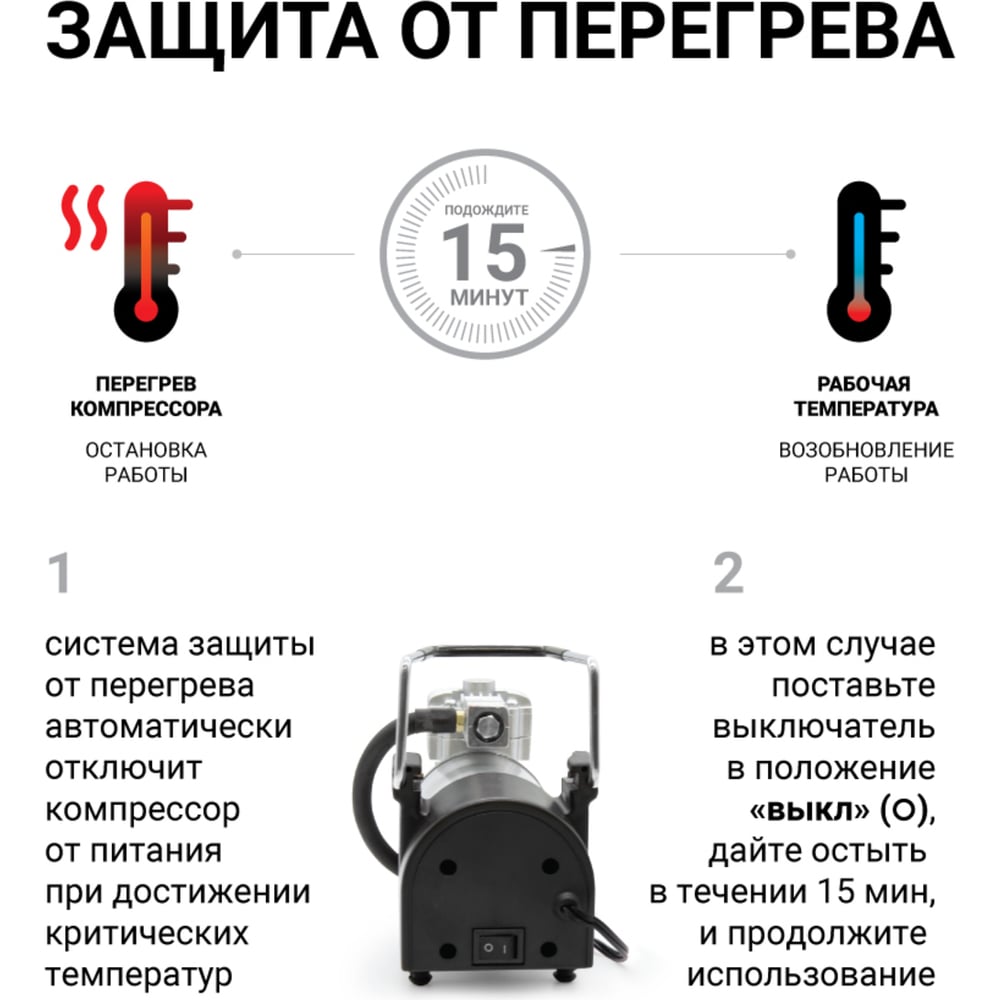 Воздушный компрессор AUTOPROFI 60 л./мин., 12v/23a, 280w, шланг 3 м., шнур питания 3 м., питание от акб, клапан для регулир. давления, набор из 4-х переходников для надувн. изделий, сумка AK-600