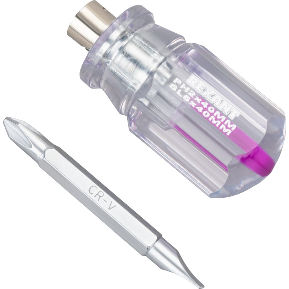 Комбинированная отвертка REXANT двухсторонний стержень PH2/SL6, 40 мм 12-4743
